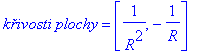 `kivosti plochy` = [1/(R^2), -1/R]