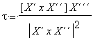tau = [`X`*x*`X`]*`X`/(abs(`X`*x*`X`)^2)