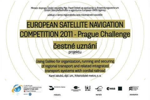 Diplom z European Satellite Navigation Competition 2011